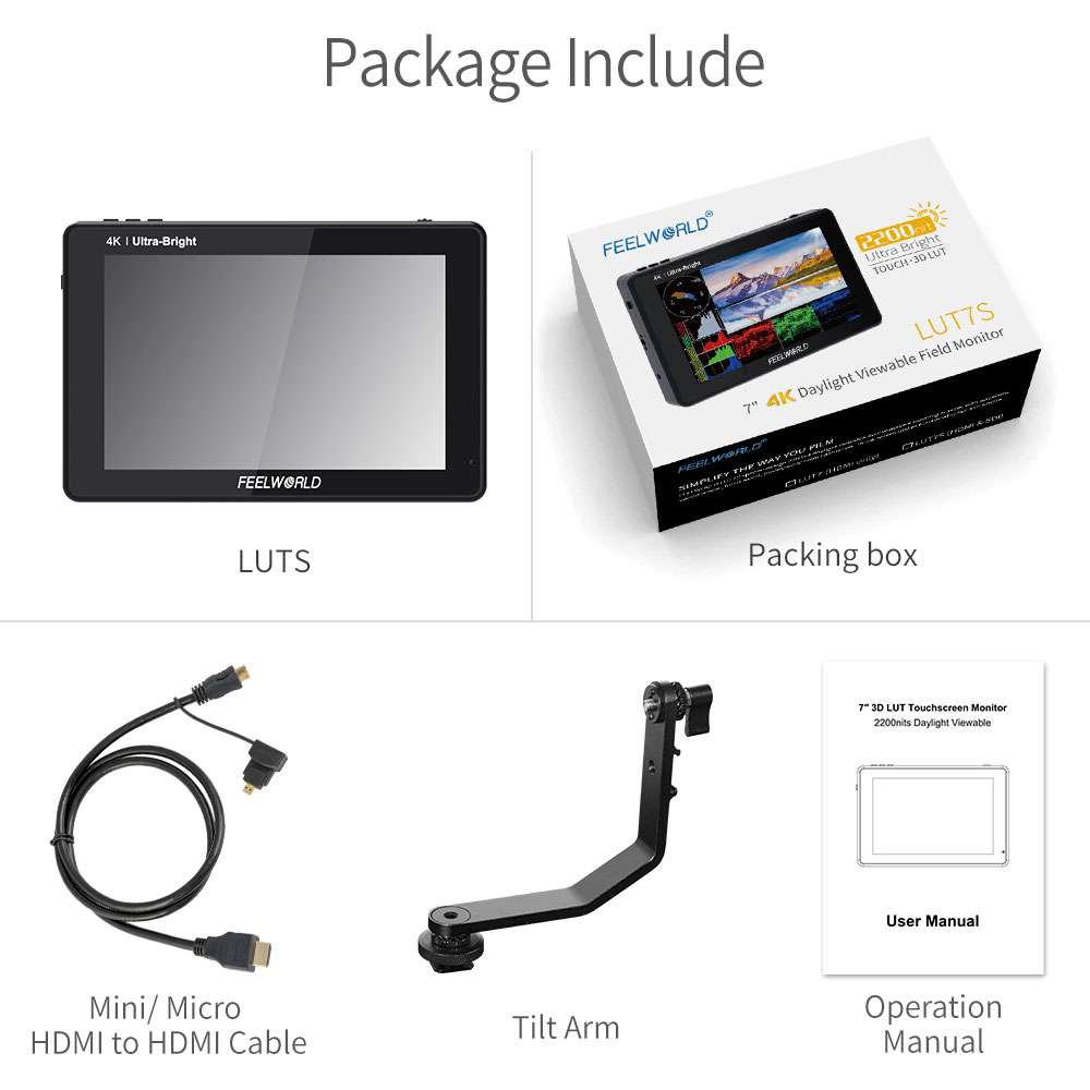 FeelWorld LUT7 moniteur terrain 7 pouces 2200 nits tactile + F750