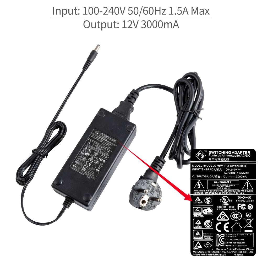 FeelWorld adaptateur secteur 12V 3A prise EU 36W