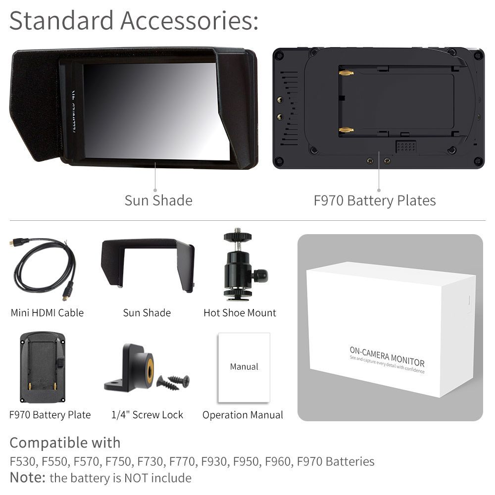 FeelWorld FW450 moniteur 4,5" HDMI 4K peaking focus terrain