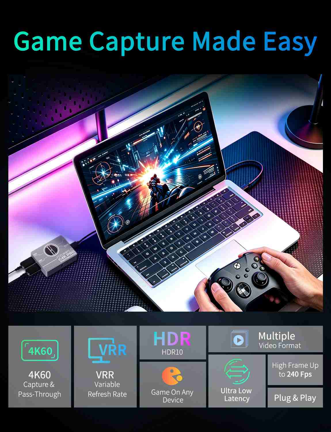 FeelWorld Live Streaming Camera C4K PRO carte capture 4K60