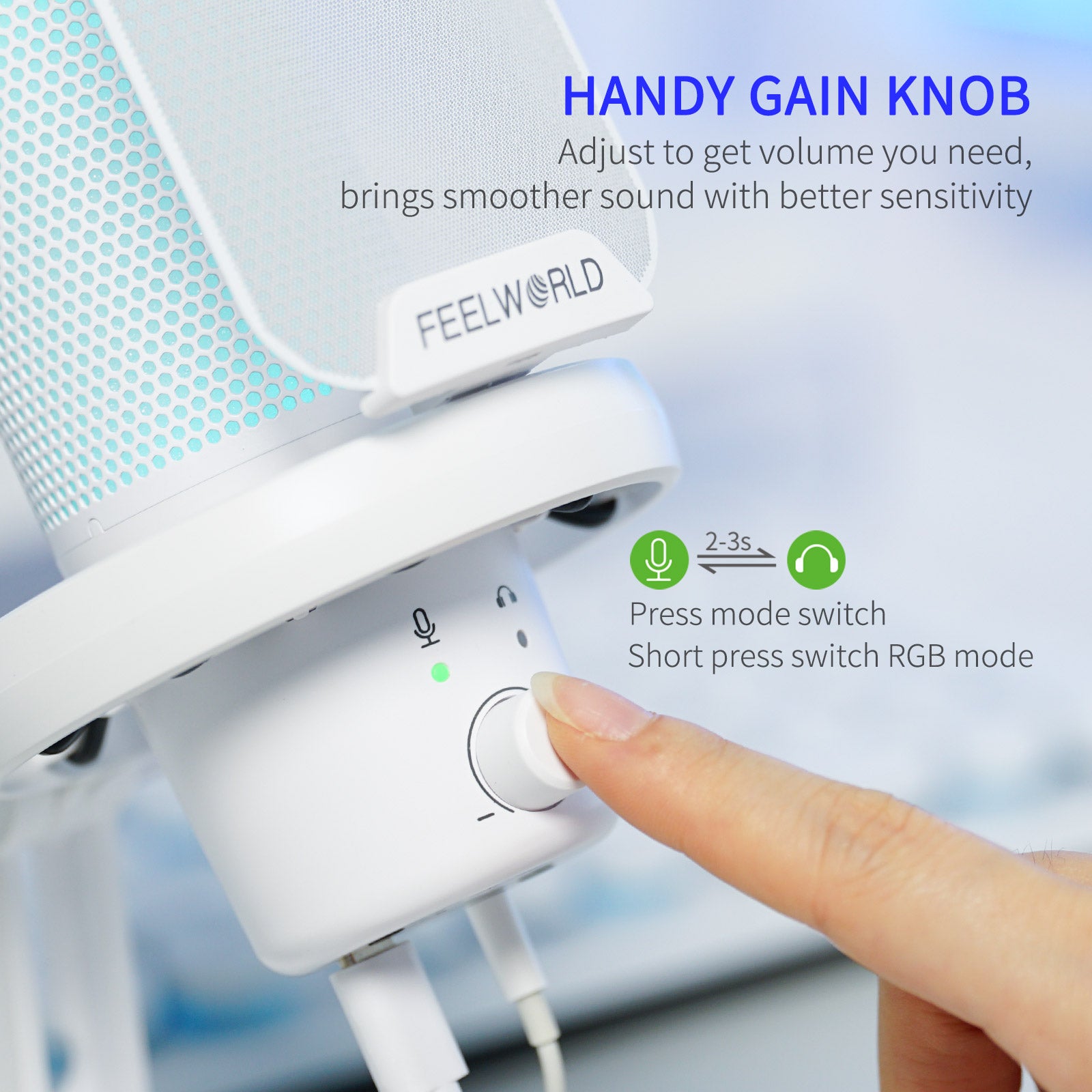 Feelworld VM1 micro condenseur USB blanc + pied