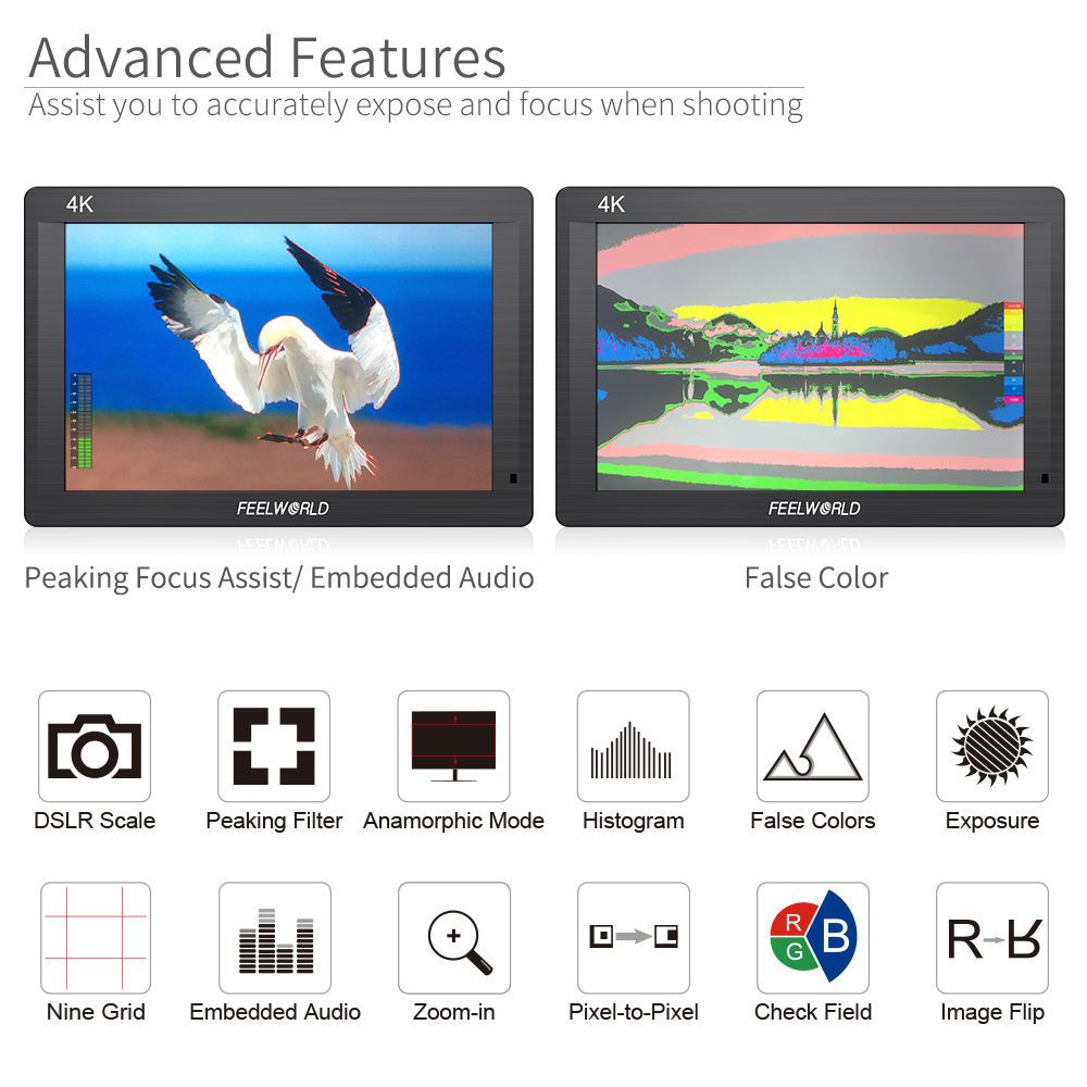 FeelWorld FH7 moniteur vidéo 7 pouces Full HD HDMI 4K