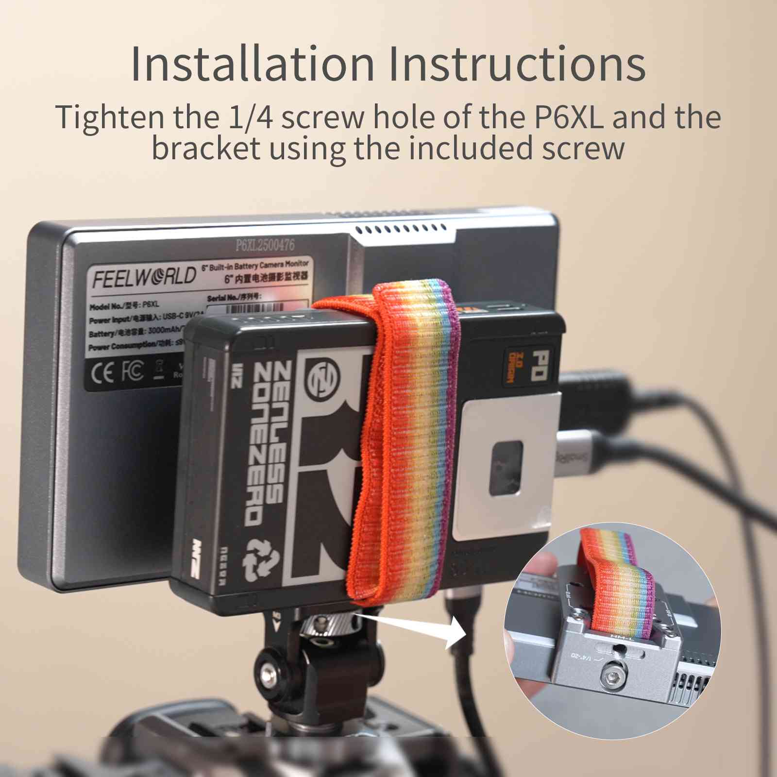 FeelWorld HM-L Plaque L Extension P6XL + Power Bank