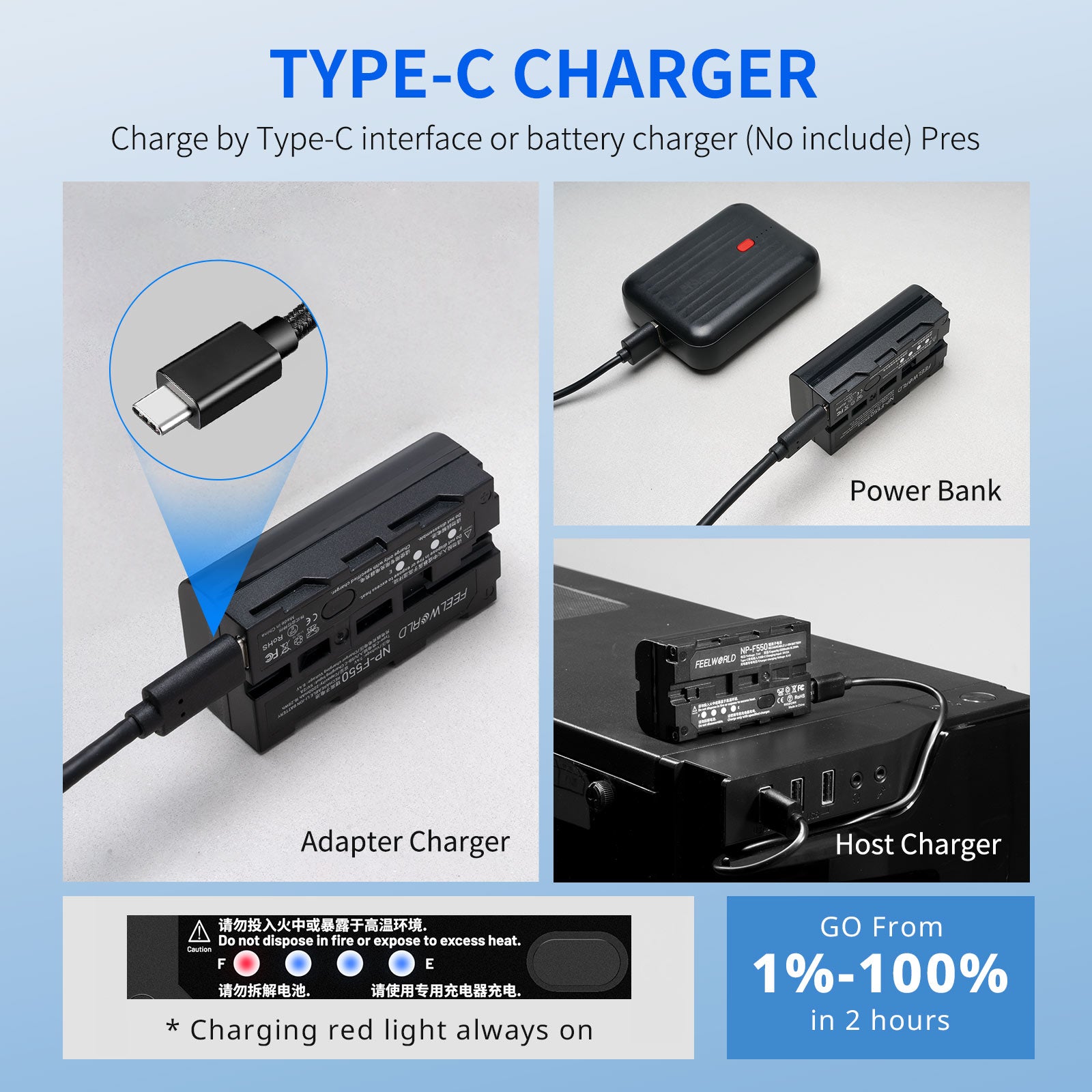FeelWorld NP-F550 Batterie 2200mAh USB-C 1 Pack Moniteur