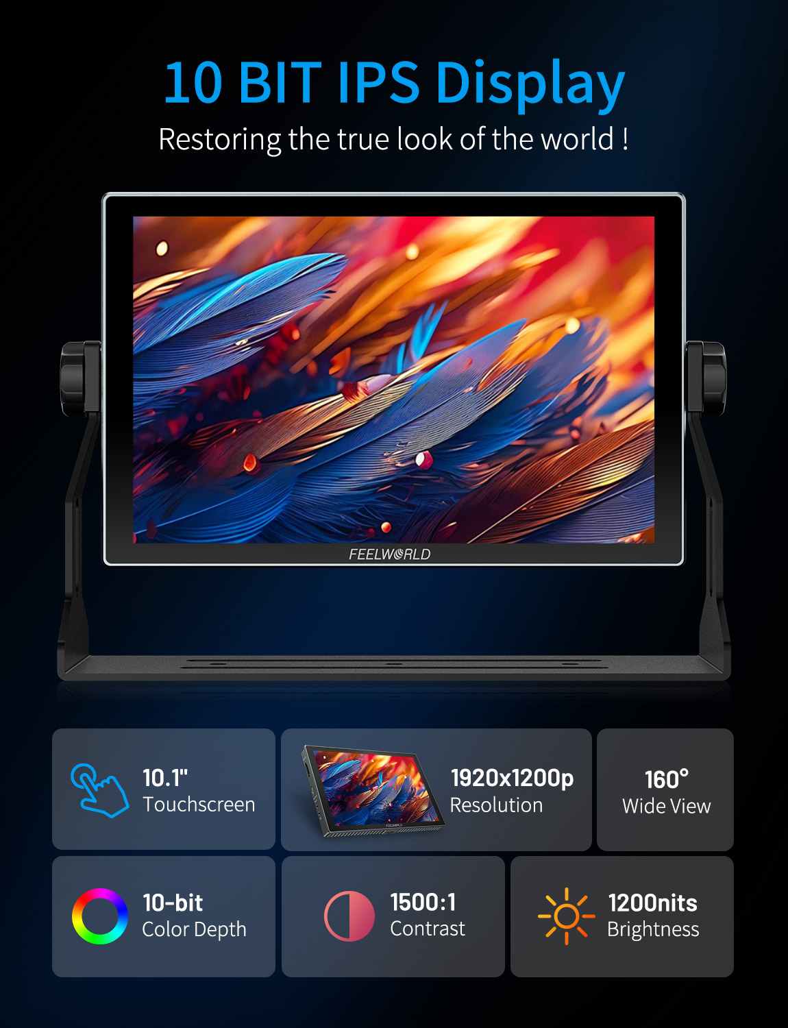 FeelWorld M101S moniteur broadcast 10,1 pouces 1200 nits 4K