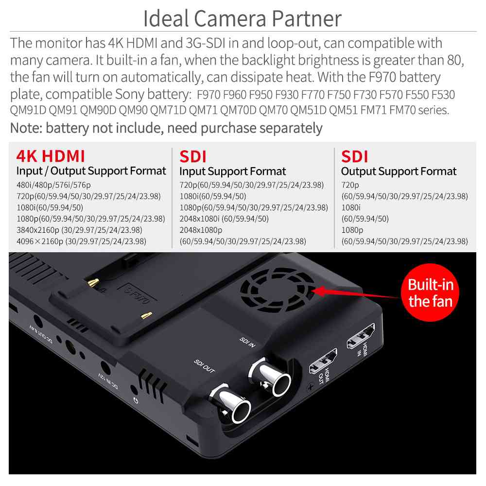 FeelWorld LUT6S moniteur 6" tactile 2600nit SDI HDMI HDR