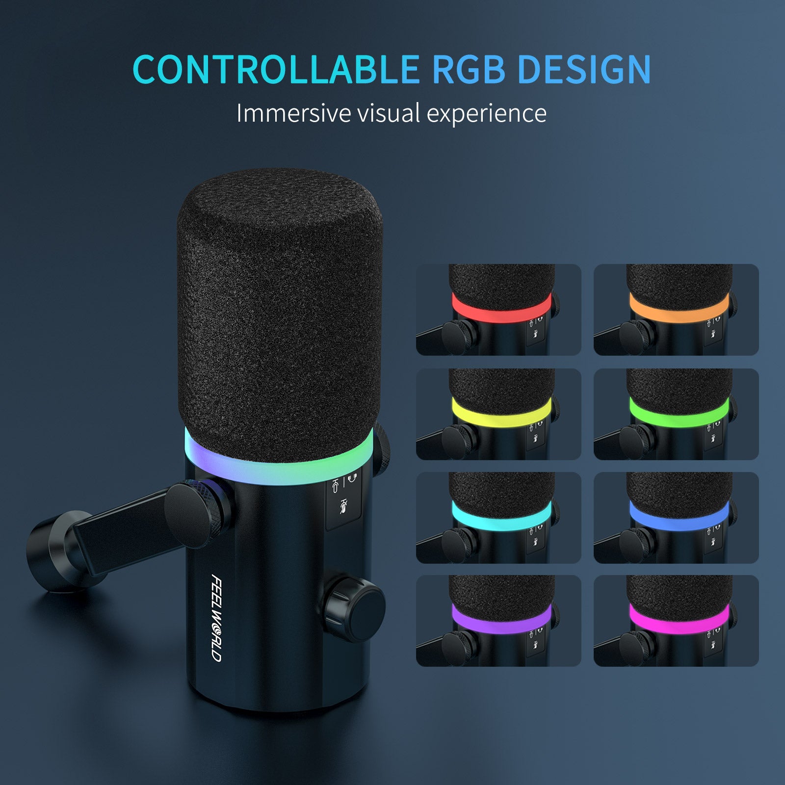 FeelWorld PM1 micro dynamique XLR USB noir podcast