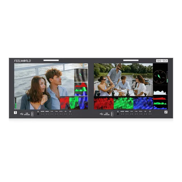 FeelWorld FRM1001G moniteur rack 2x10,1" 12G-SDI 4K HDMI