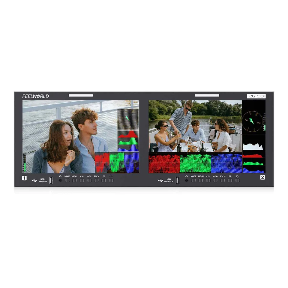 FeelWorld FRM1001G moniteur rack 2x10,1" 12G-SDI 4K HDMI