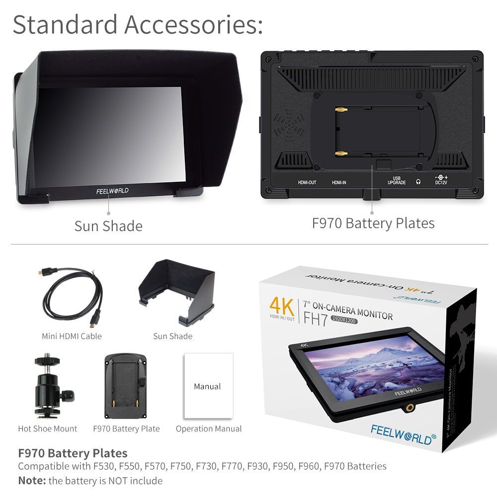 FeelWorld FH7 moniteur vidéo 7 pouces Full HD HDMI 4K