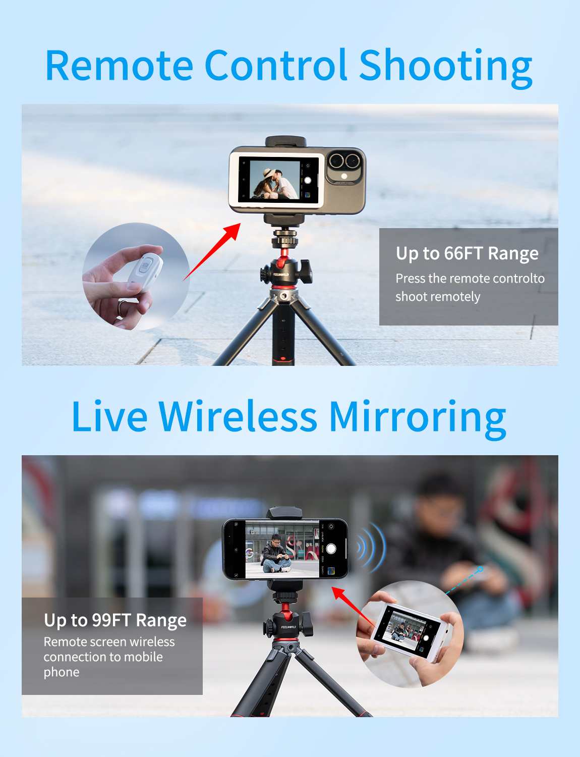 FeelWorld Live Streaming Camera MC4 moniteur selfie magnétique