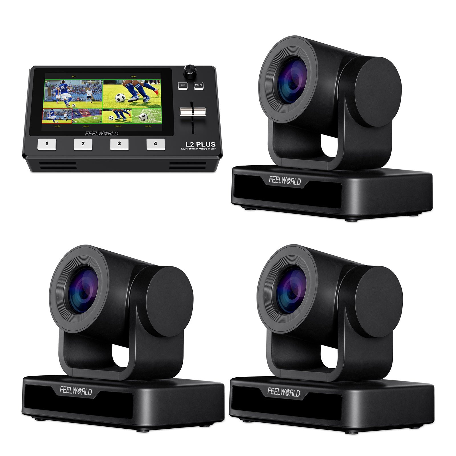 FeelWorld L2 PLUS + 3 USB10X Kit mélangeur PTZ direct