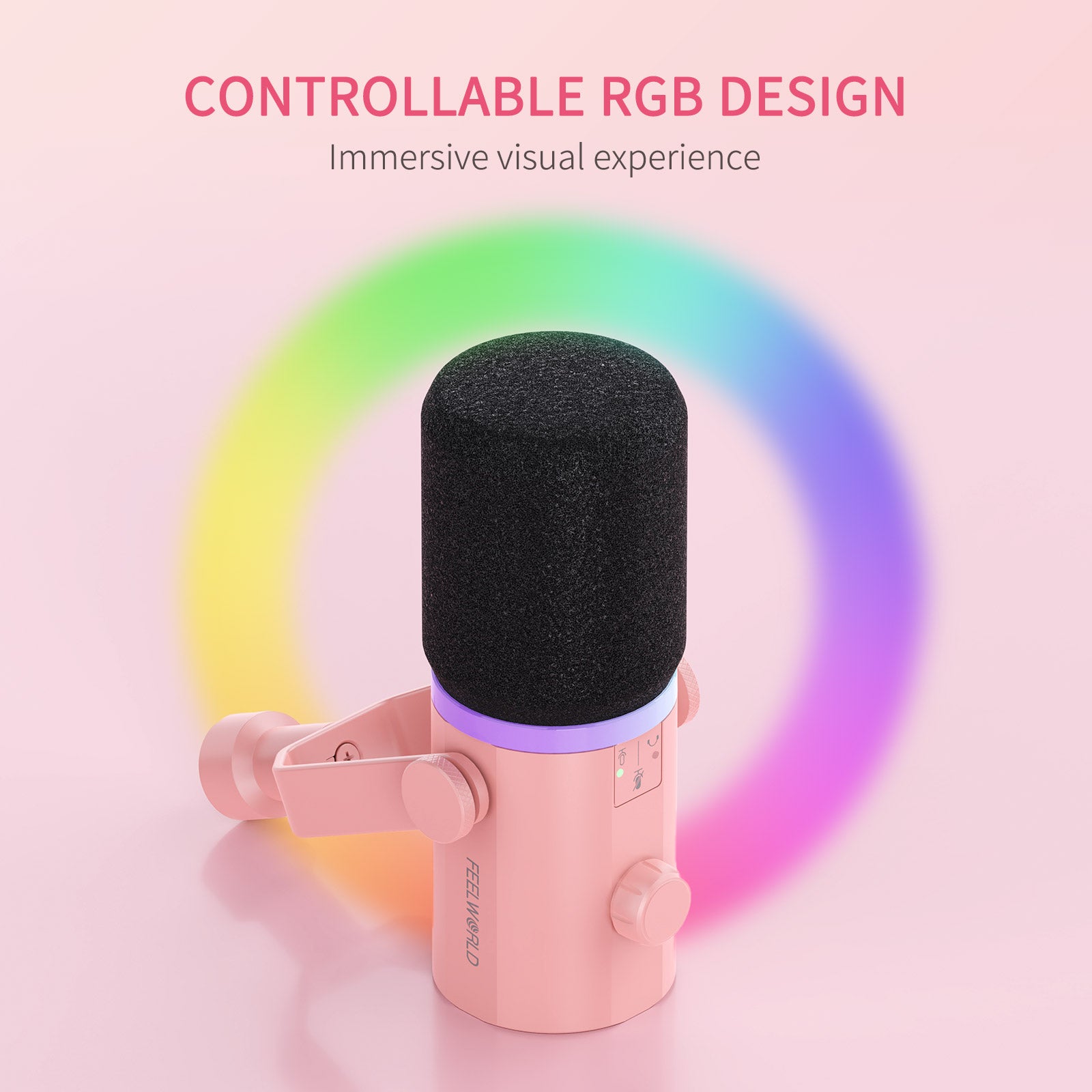Feelworld PM1 micro dynamique XLR USB rose