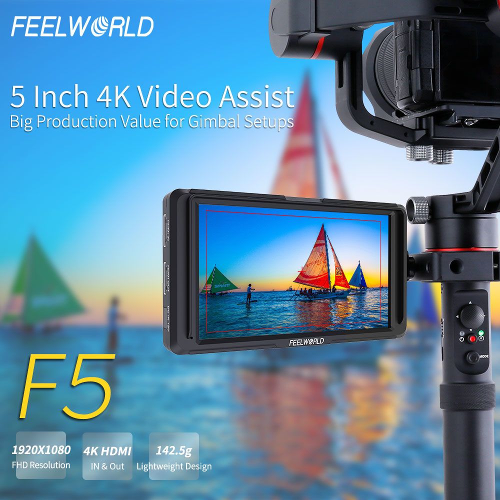 FeelWorld F5 Moniteur Terrain 5 Pouces Full HD 4K HDMI DC Out