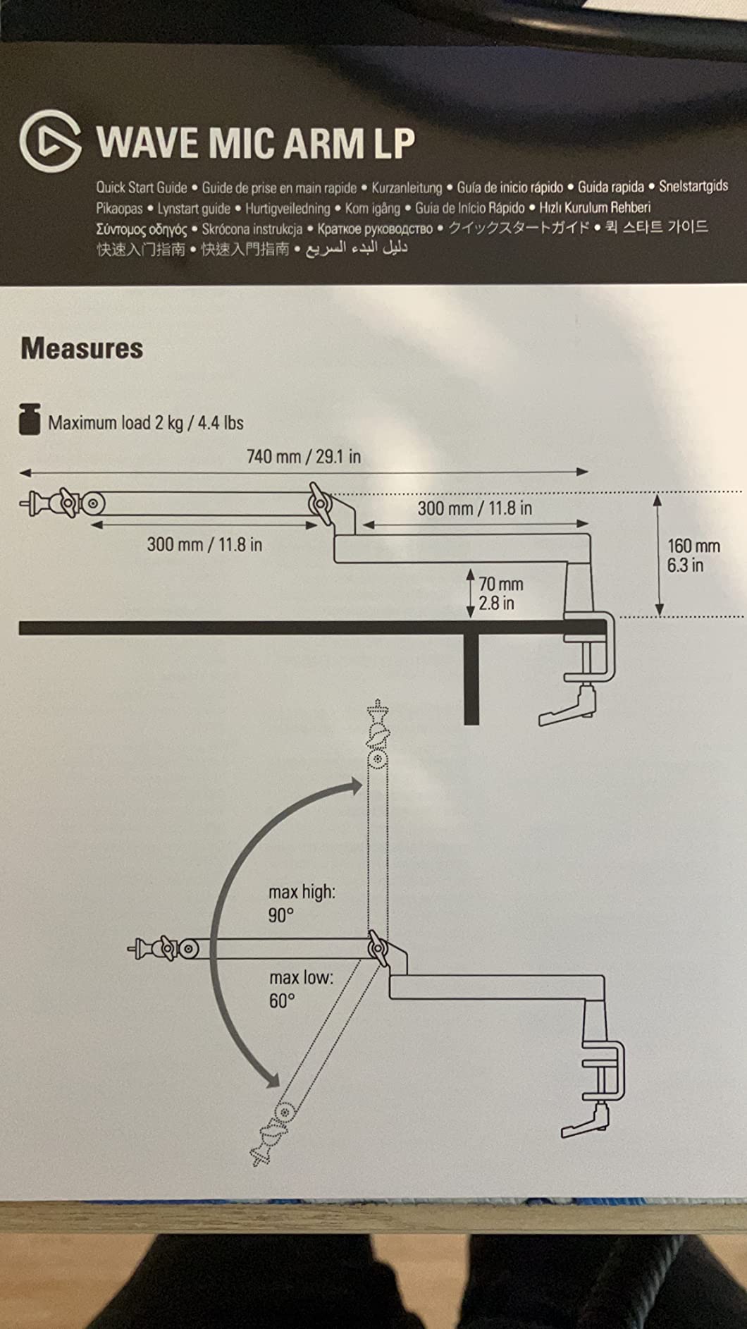 Elgato Wave Mic Arm LP bras micro bureau 740 mm