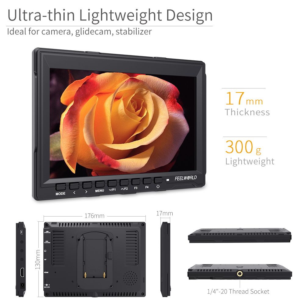 FeelWorld FW759 moniteur 7" HDMI 4K avec batterie F550 + sac