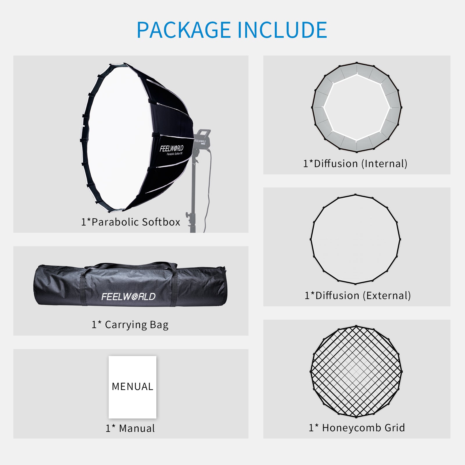 FeelWorld FSP90 softbox parabolique 90 cm Bowens