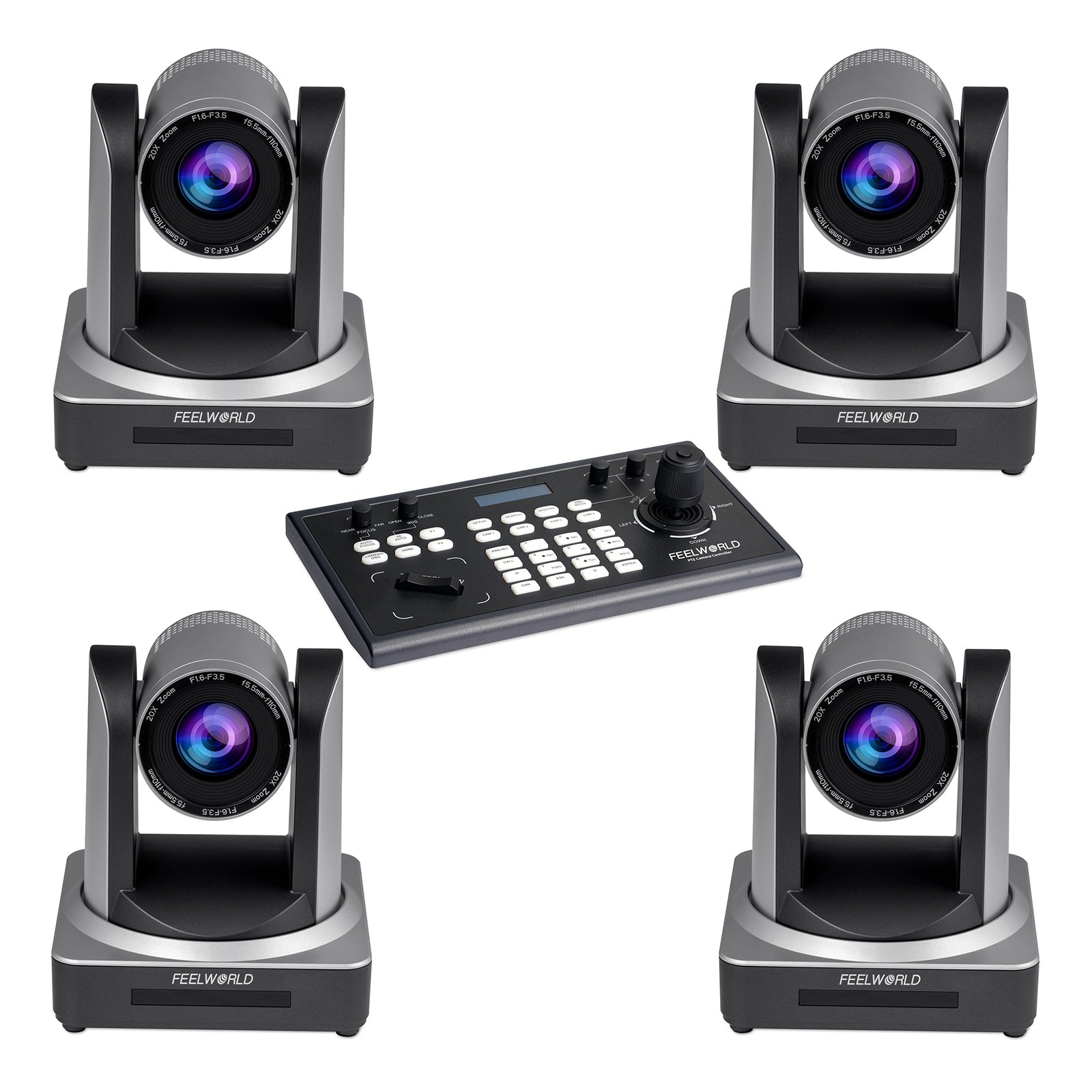 FeelWorld KBC10 + 4x POE20X kit caméras PTZ direct