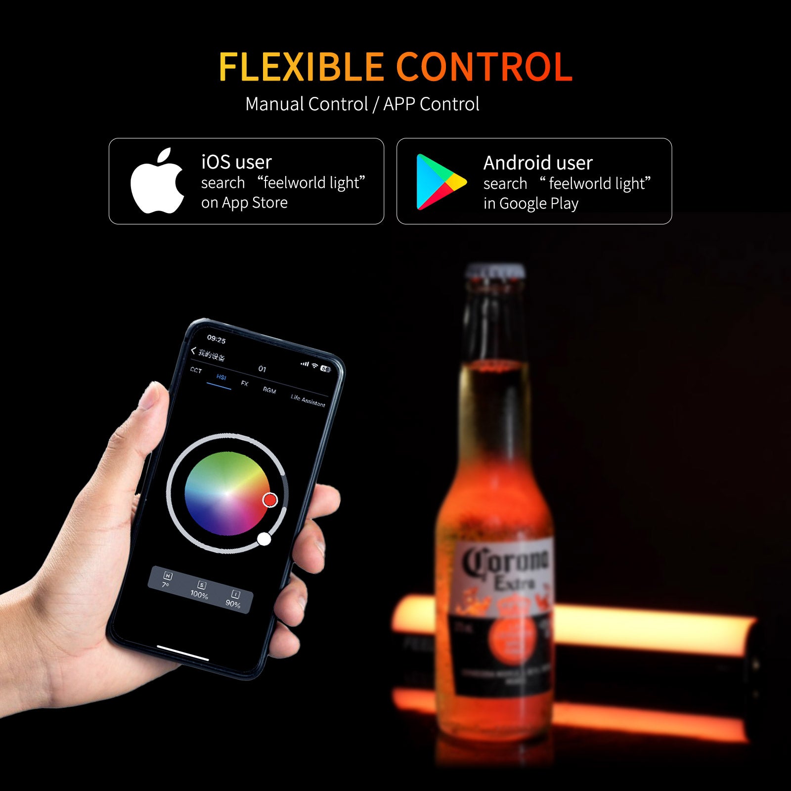 FeelWorld MT2 bâton LED RGB 360° torche vidéo portable