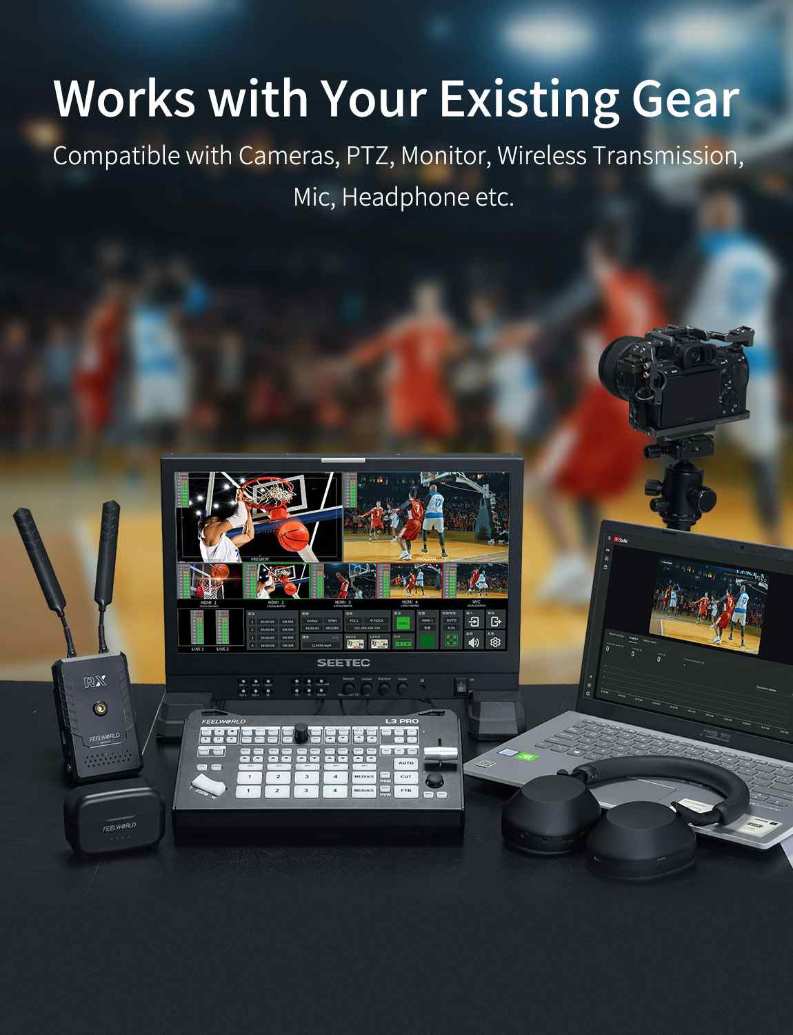 FeelWorld L3 PRO mélangeur vidéo 4 HDMI 4 SDI direct