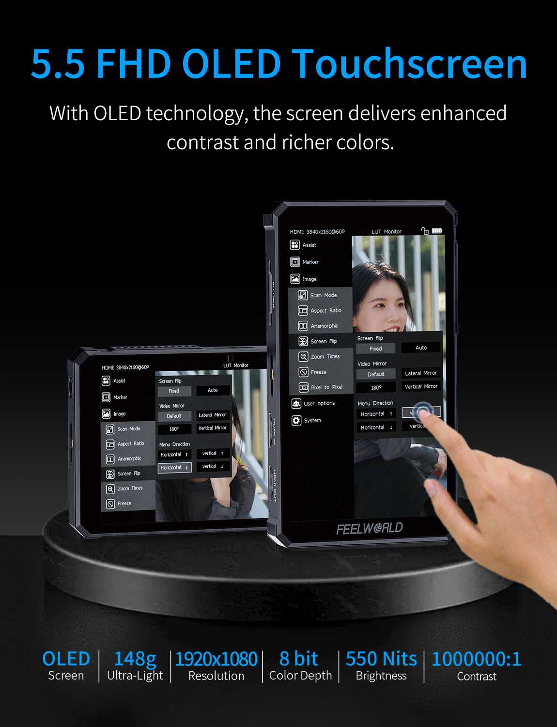 FeelWorld PS6 Moniteur Vidéo OLED 5,5" HDMI 4K Tactile