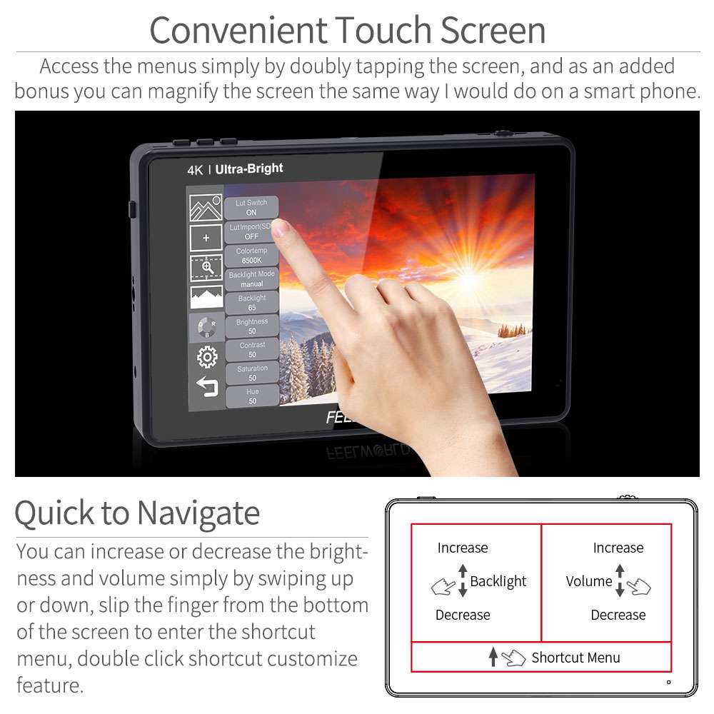 FeelWorld LUT7 moniteur terrain 7 pouces 2200 nits tactile + F750