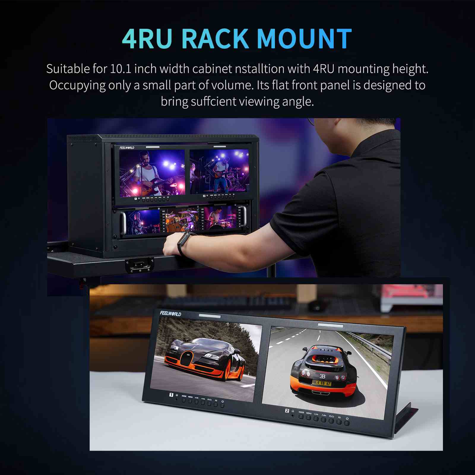 FeelWorld D101 PLUS double moniteur rack 10,1" 4RU