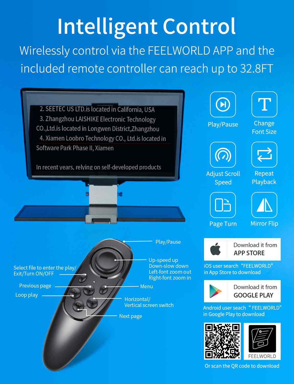 FeelWorld TP21 prompteur 21" pliable Bluetooth studio