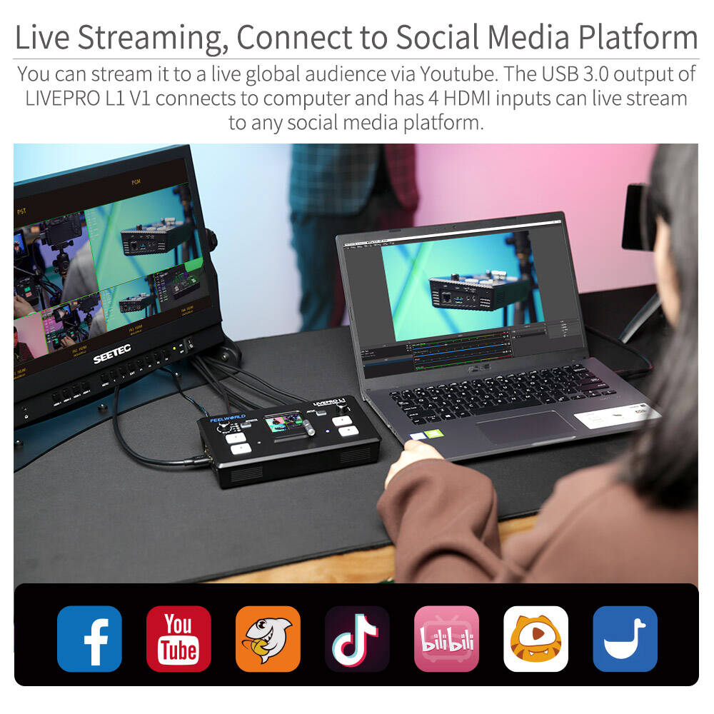 FeelWorld LIVEPRO L1 V1 mélangeur vidéo 4 HDMI USB direct