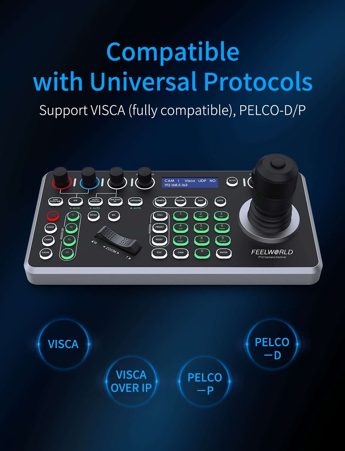 FeelWorld KBC20 Contrôleur PTZ Joystick 4D PoE