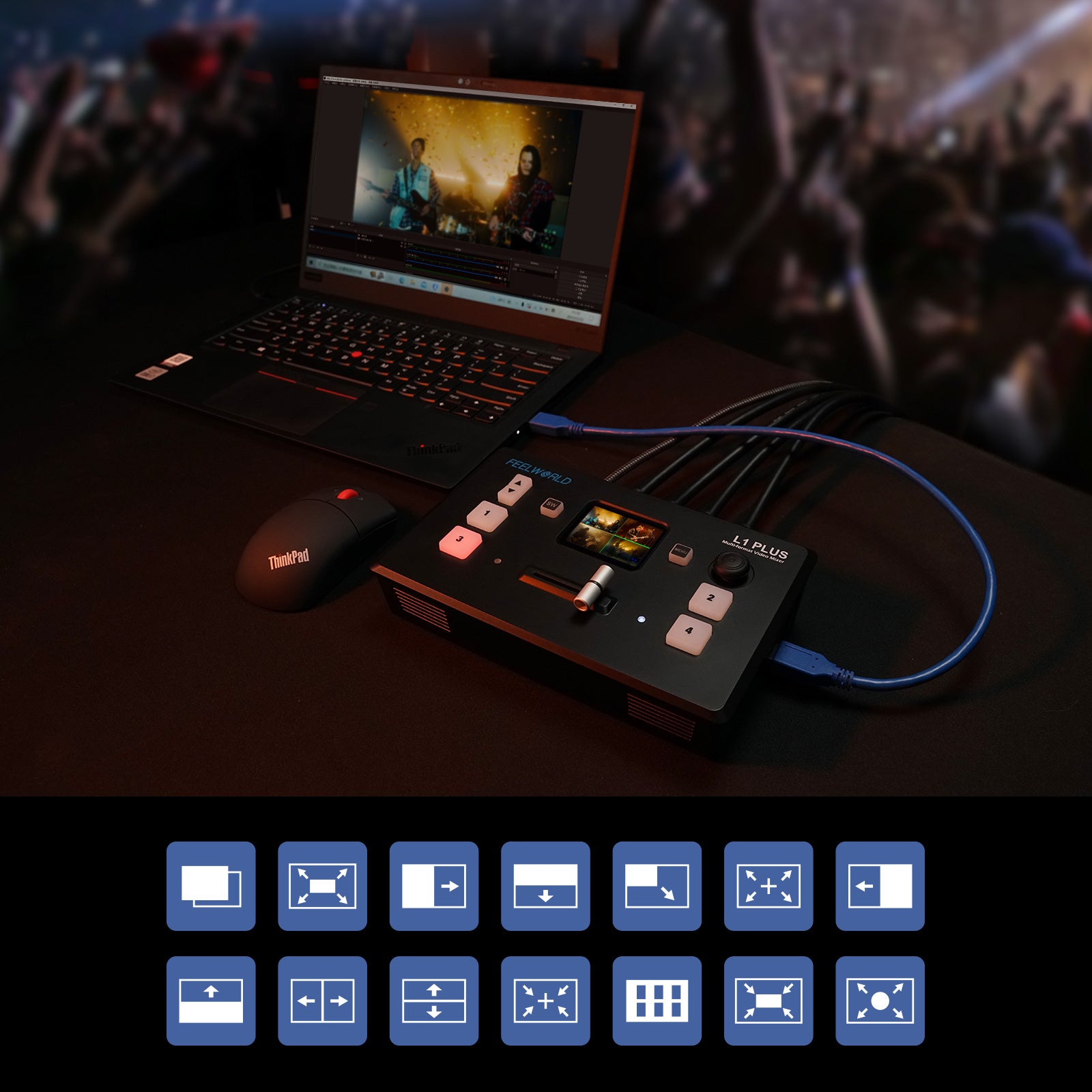 FeelWorld L1 PLUS mélangeur vidéo 4K 4xHDMI tactile