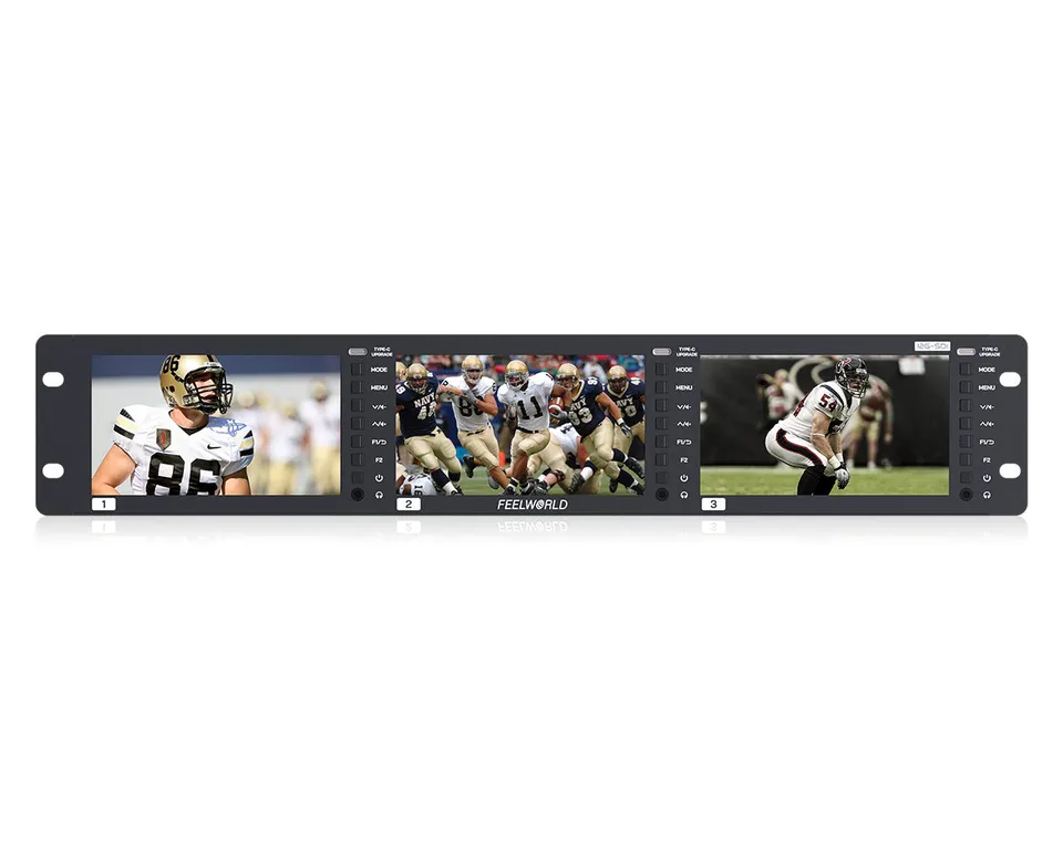 FeelWorld FRM501G Moniteur rack 2RU triple 5,5" 12G-SDI 4K