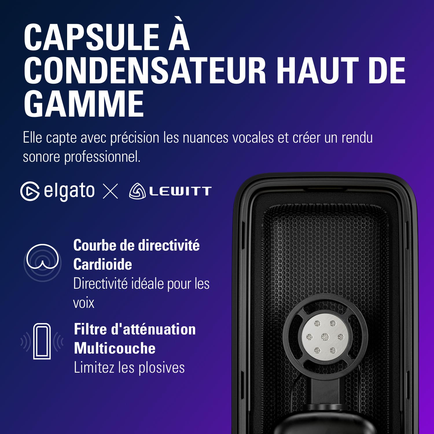 Elgato Wave:3 micro USB cardioïde noir 24 bits