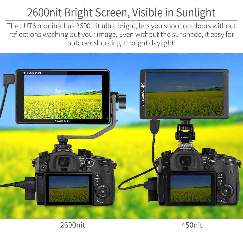 FeelWorld LUT6 moniteur terrain 6" tactile 2600 nits HDR