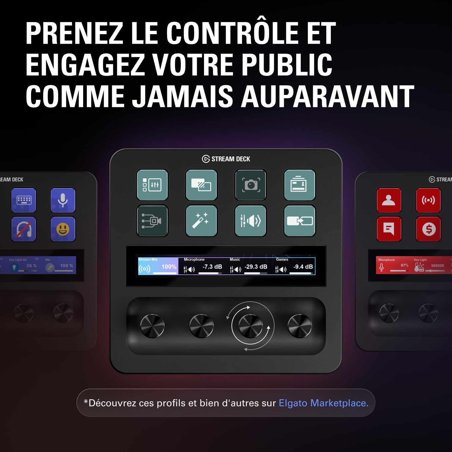Elgato Stream Deck + console noir boutons rotatifs tactile