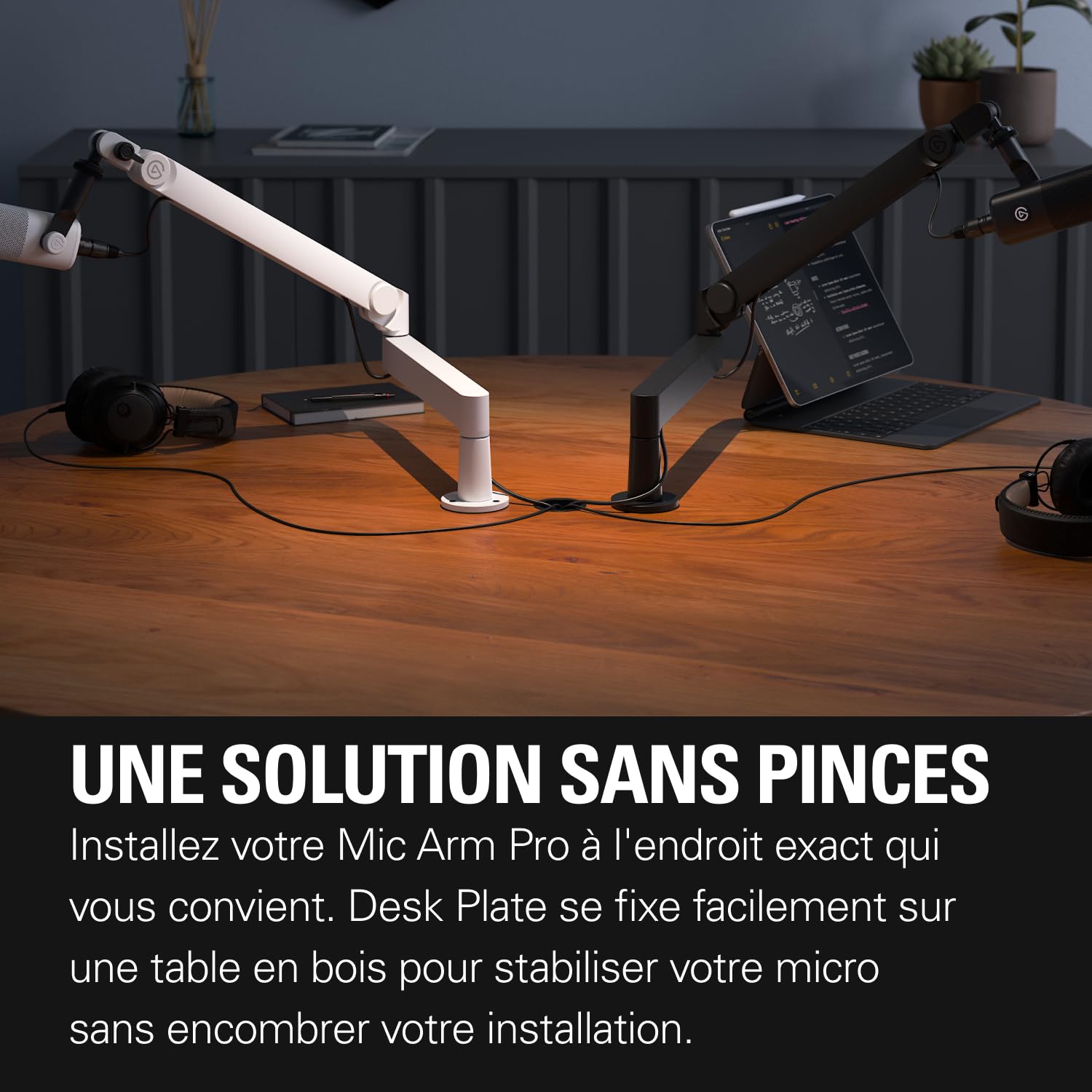 Elgato Wave Mic Arm Desk Plate fixation bureau noir