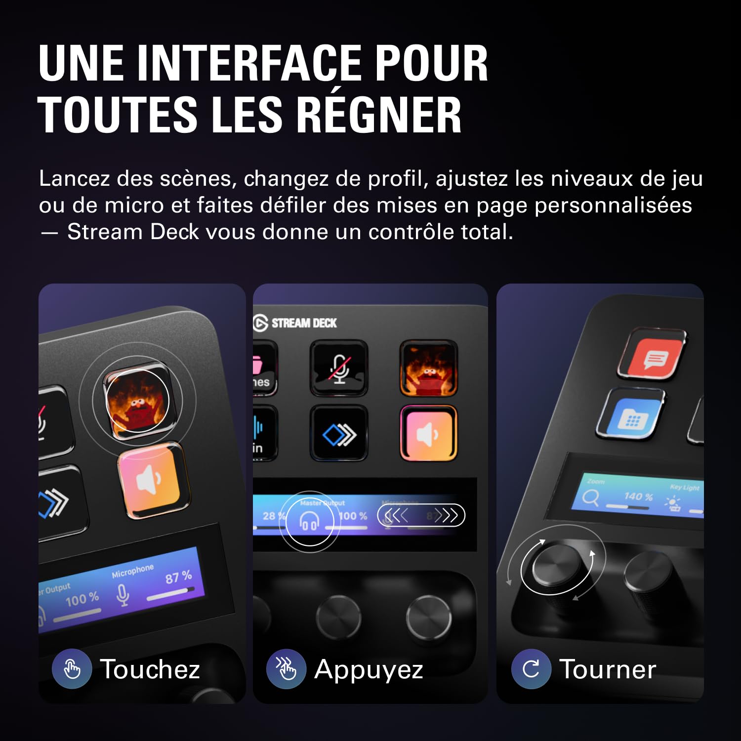 Elgato Stream Deck + console noir boutons rotatifs tactile
