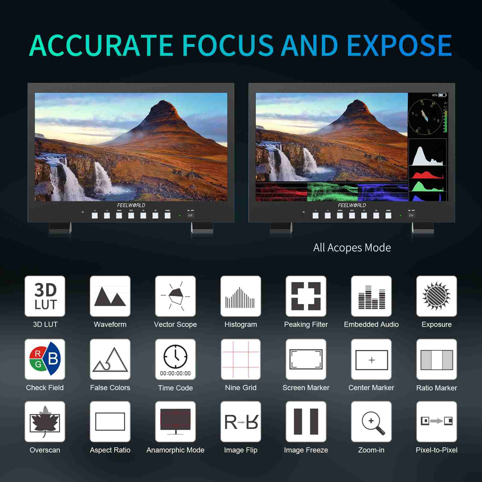 FeelWorld FVM215 moniteur broadcast 21,5" 1000nits 4K