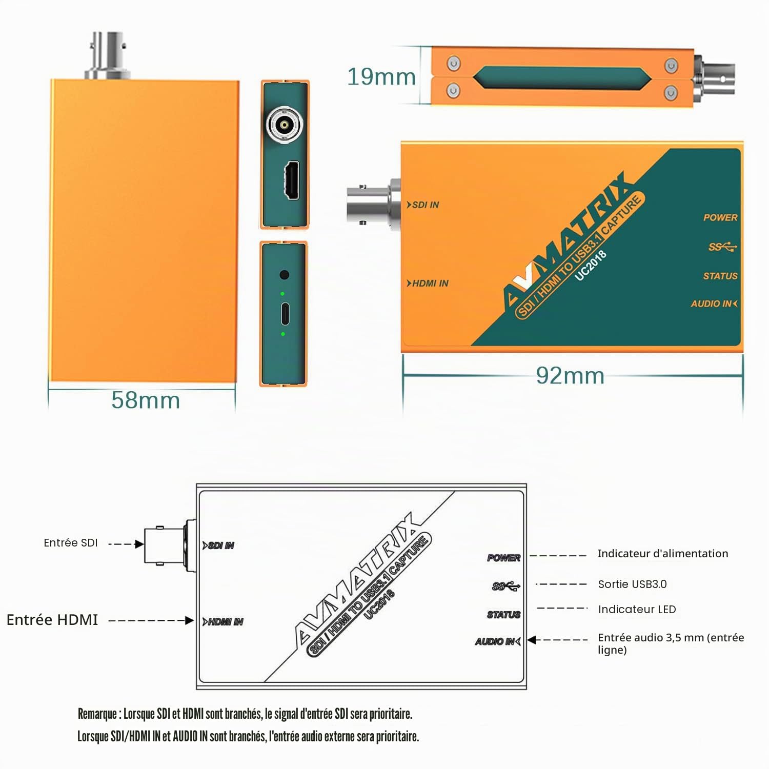 AVMATRIX UC2018 carte capture HDMI SDI USB 1080p60