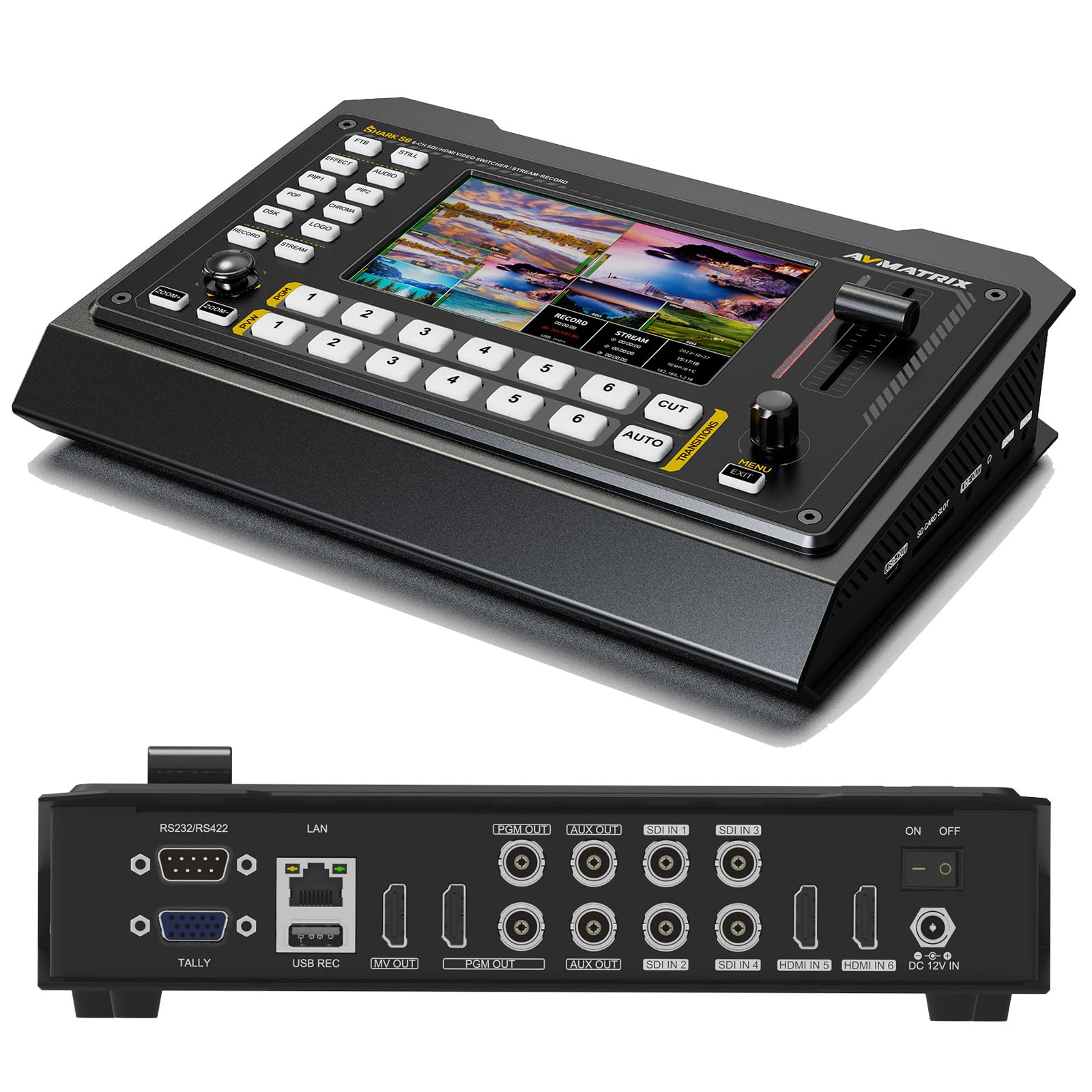 AvMatrix Shark S6 mélangeur vidéo SDI HDMI streaming RTMP