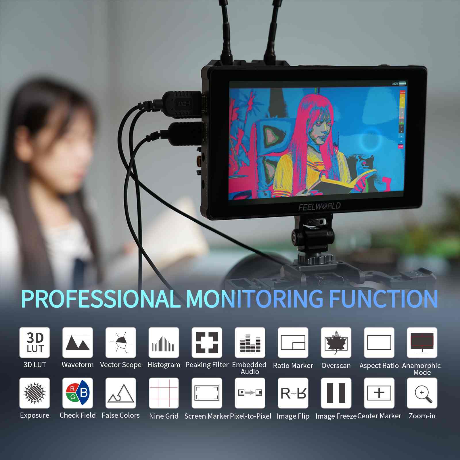 FeelWorld F7 Plus moniteur 7 pouces 1200 nits tactile 4K