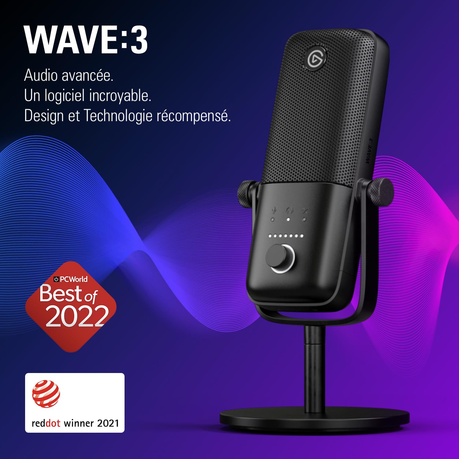Elgato Wave:3 micro USB cardioïde noir 24 bits