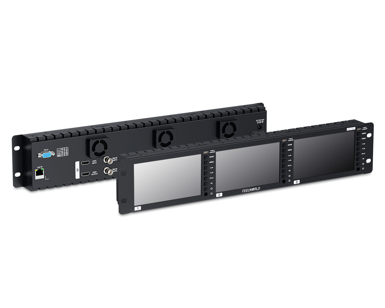 FeelWorld FRM501G Moniteur rack 2RU triple 5,5" 12G-SDI 4K