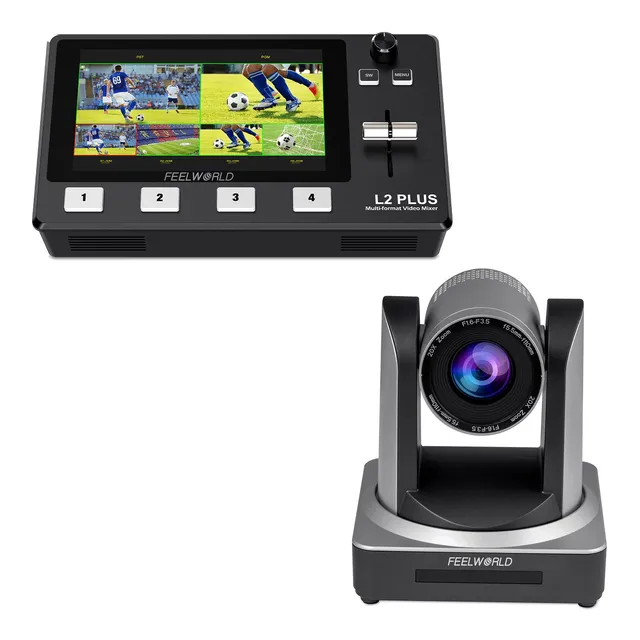 FeelWorld L2 PLUS + POE20X kit streaming mélangeur caméra PTZ
