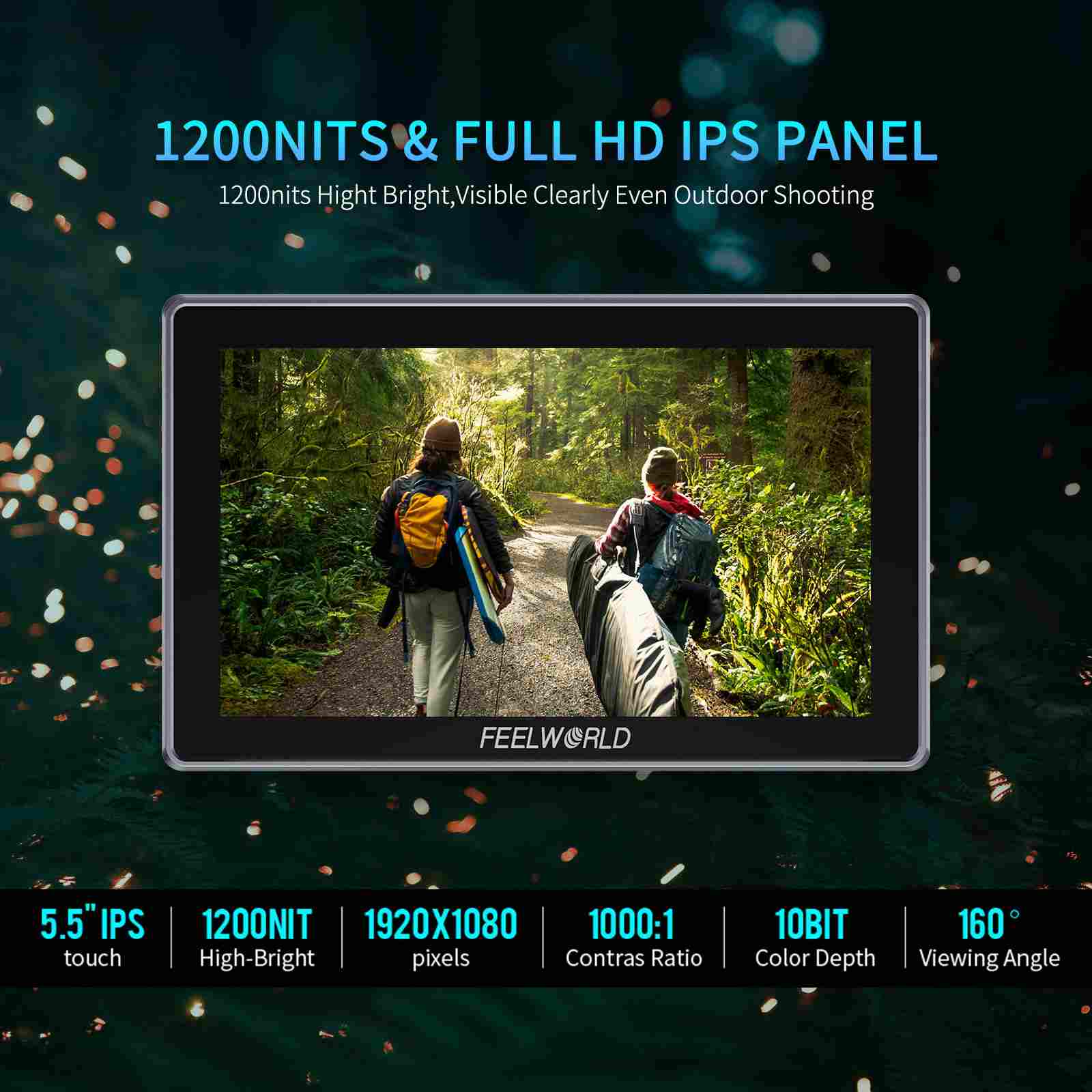 FeelWorld Broadcast Monitor H5 5,5" tactile 12G-SDI 1200 nits