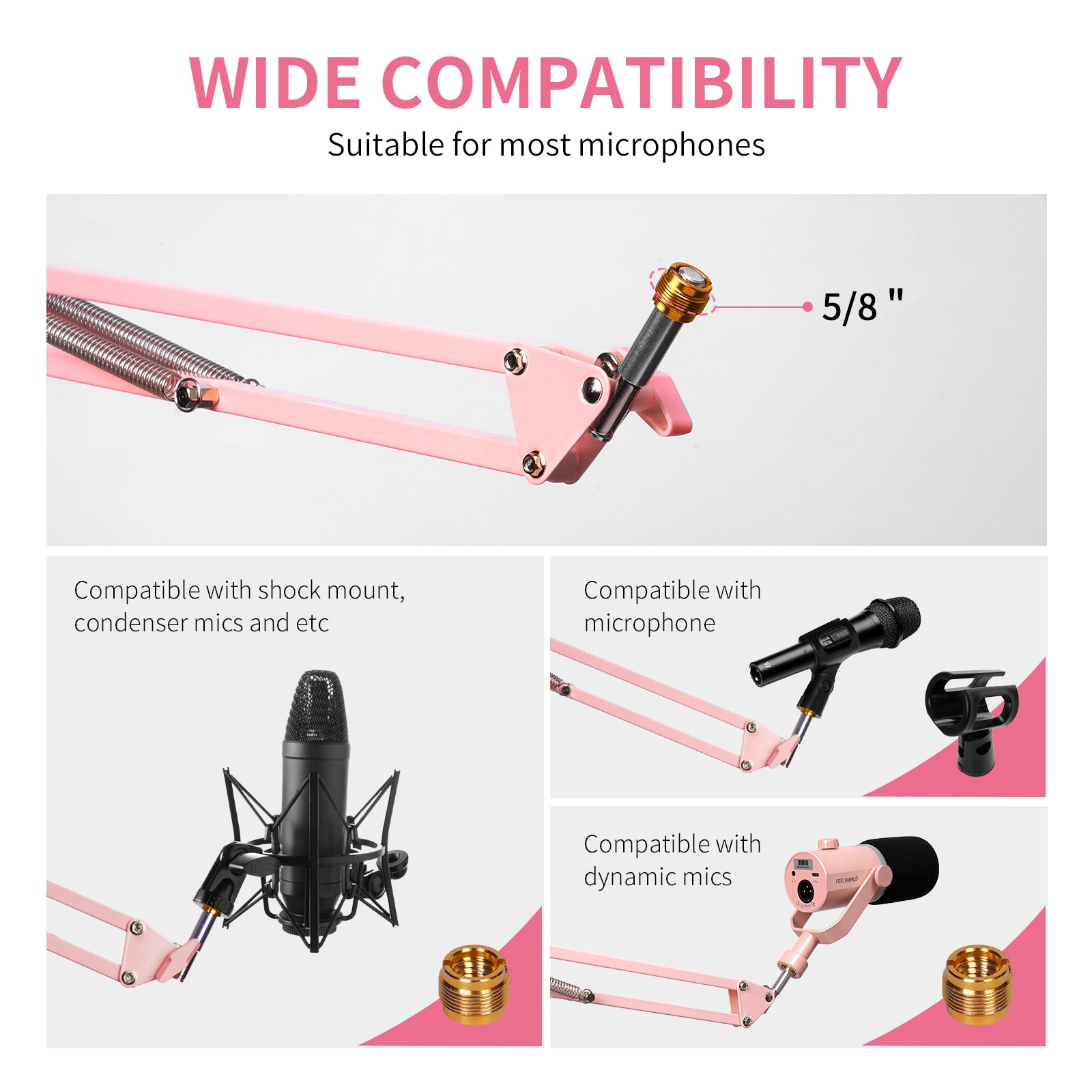 FeelWorld AMS1 bras micro rose pour PM1