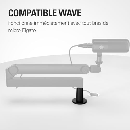 Elgato Wave Mic Arm Desk Plate fixation bureau noir
