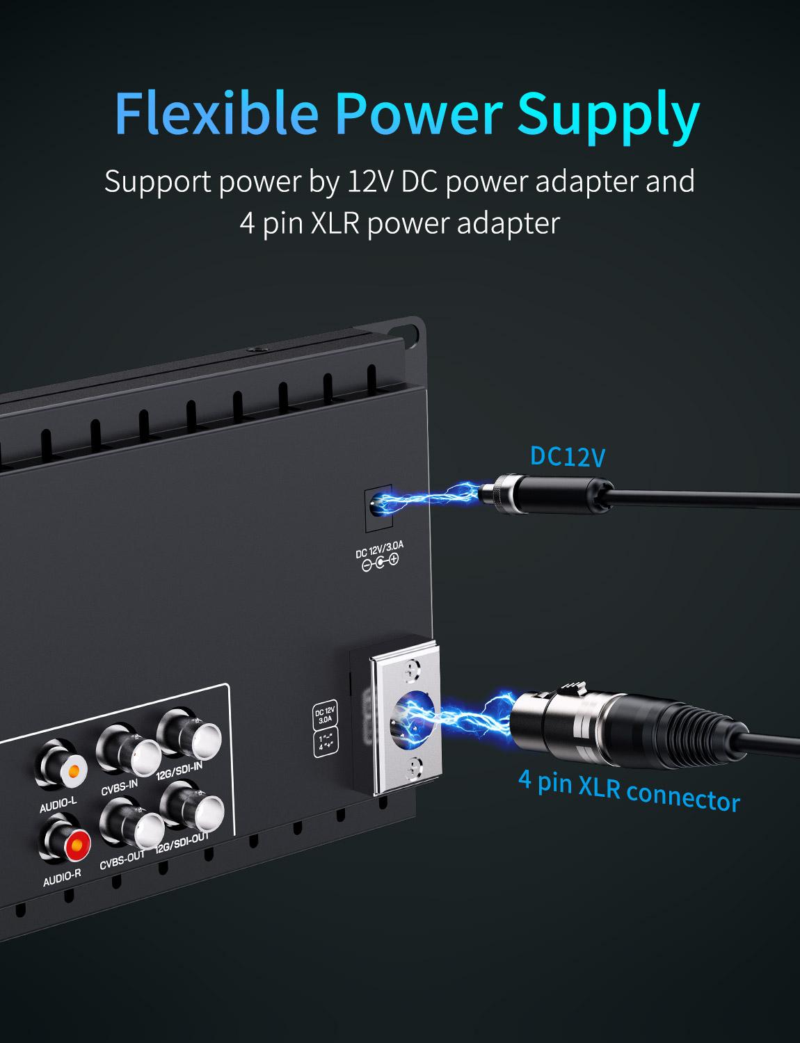FeelWorld FRM701G Moniteur rack 2x7" 12G-SDI 4K broadcast