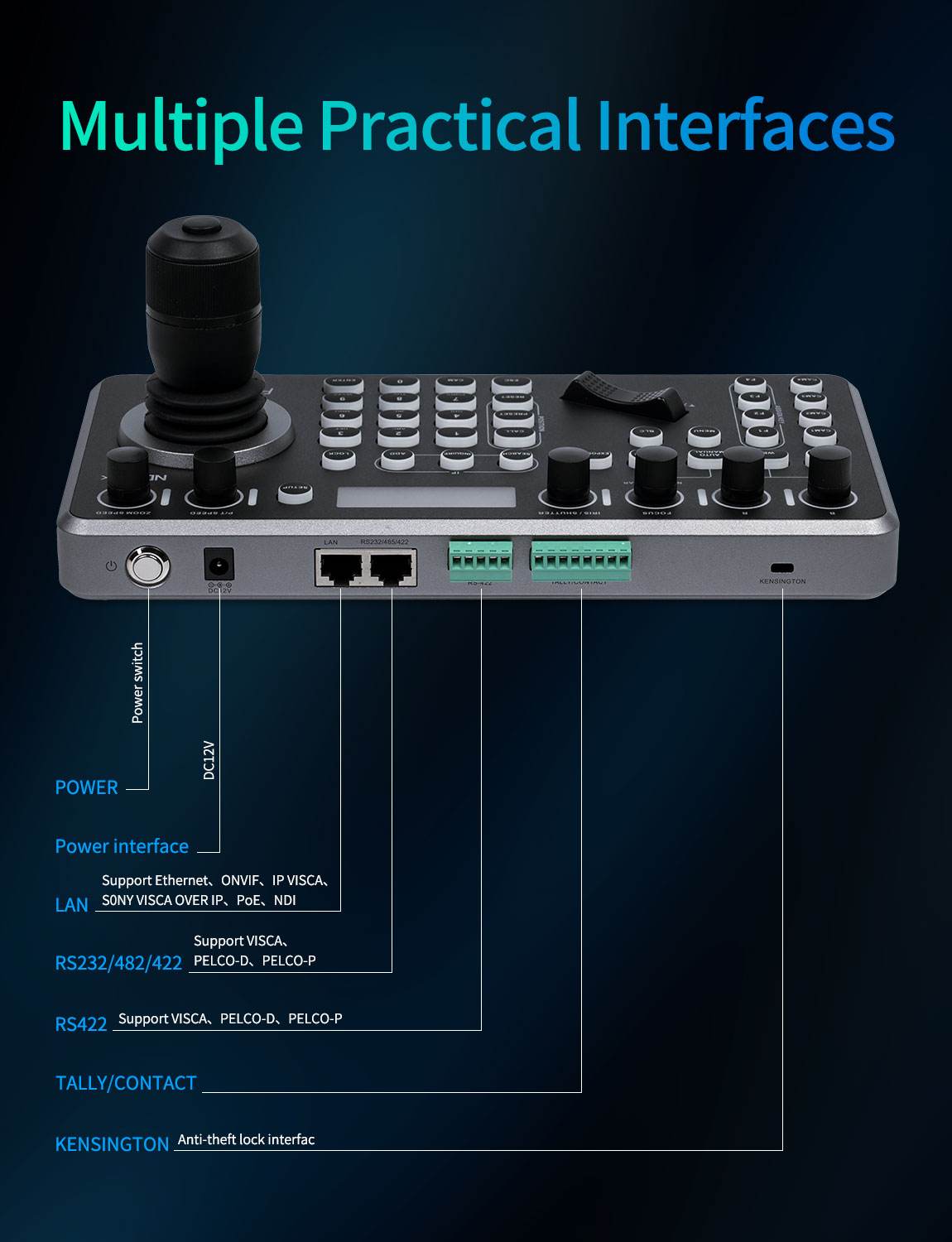 FeelWorld KBC20N Contrôleur PTZ NDI PoE Joystick 4D