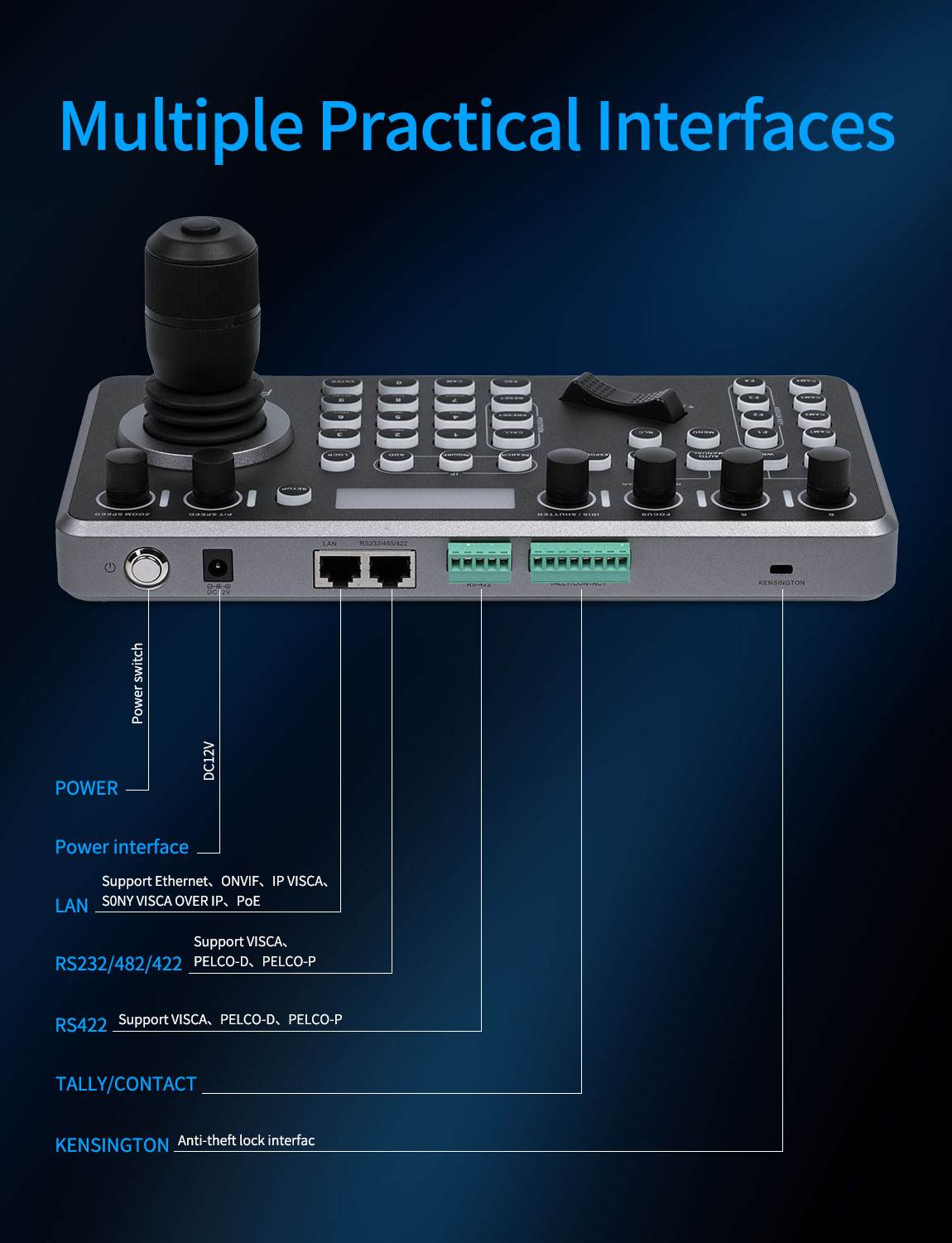 FeelWorld KBC20 Contrôleur PTZ Joystick 4D PoE